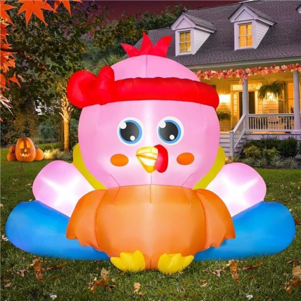 Cozy 4FT Thanksgiving Inflatable Turkey LED Lights Outdoor